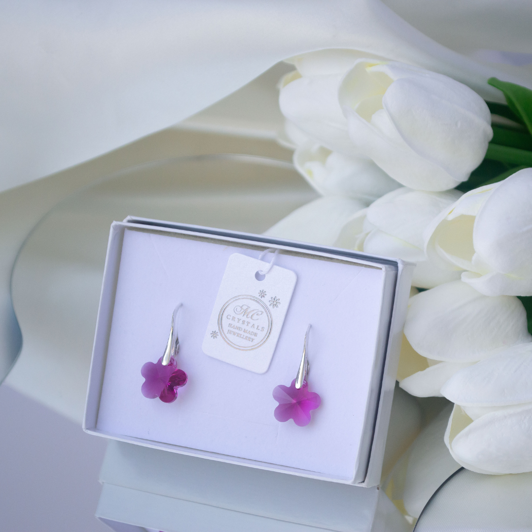 Aretes Flor Fuschia