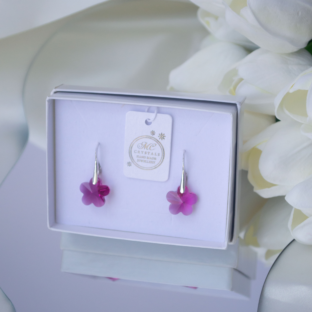 Aretes Flor Fuschia