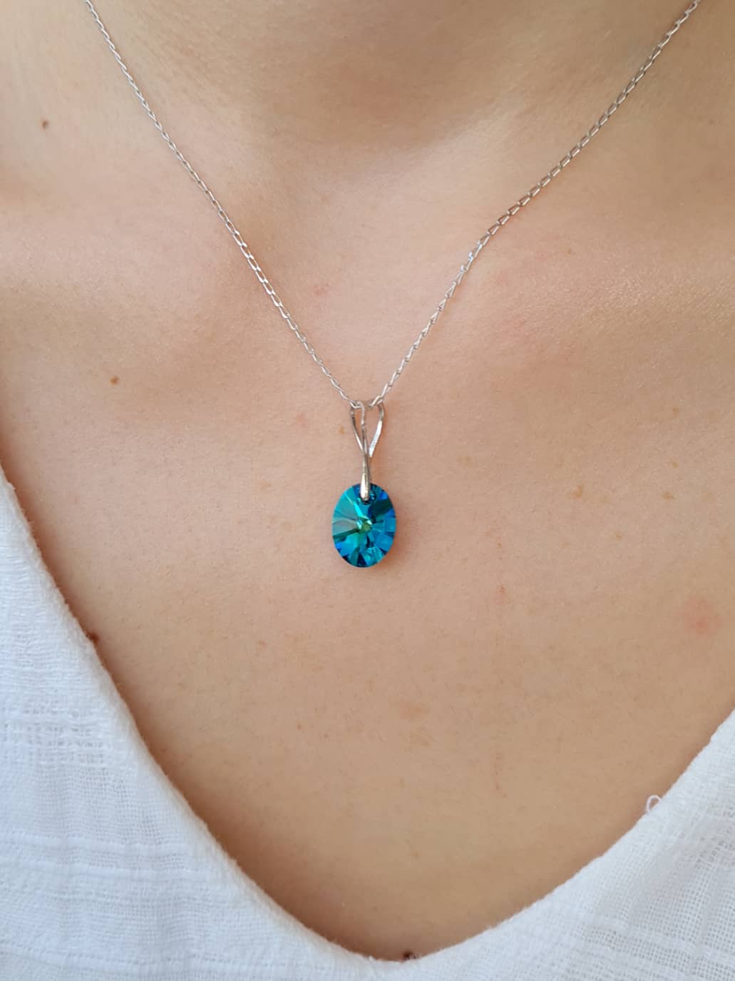 Conjunto “Oval” Bermuda Blue Cristales Genuinos