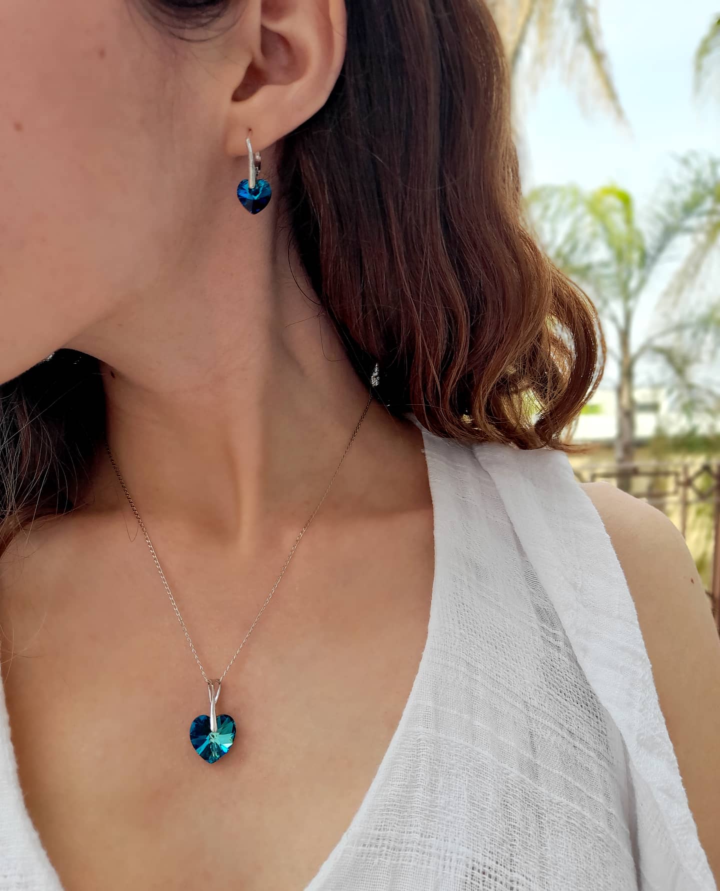 Aretes “Corazón” Bermuda Blue