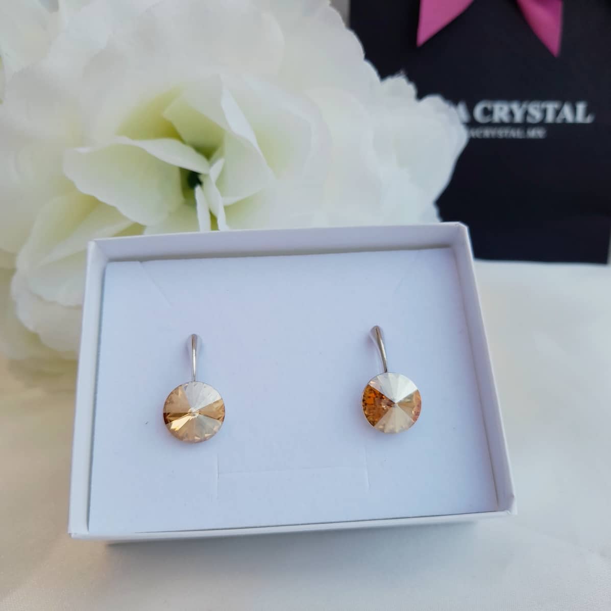 Aretes Dorados Cristal Genuino