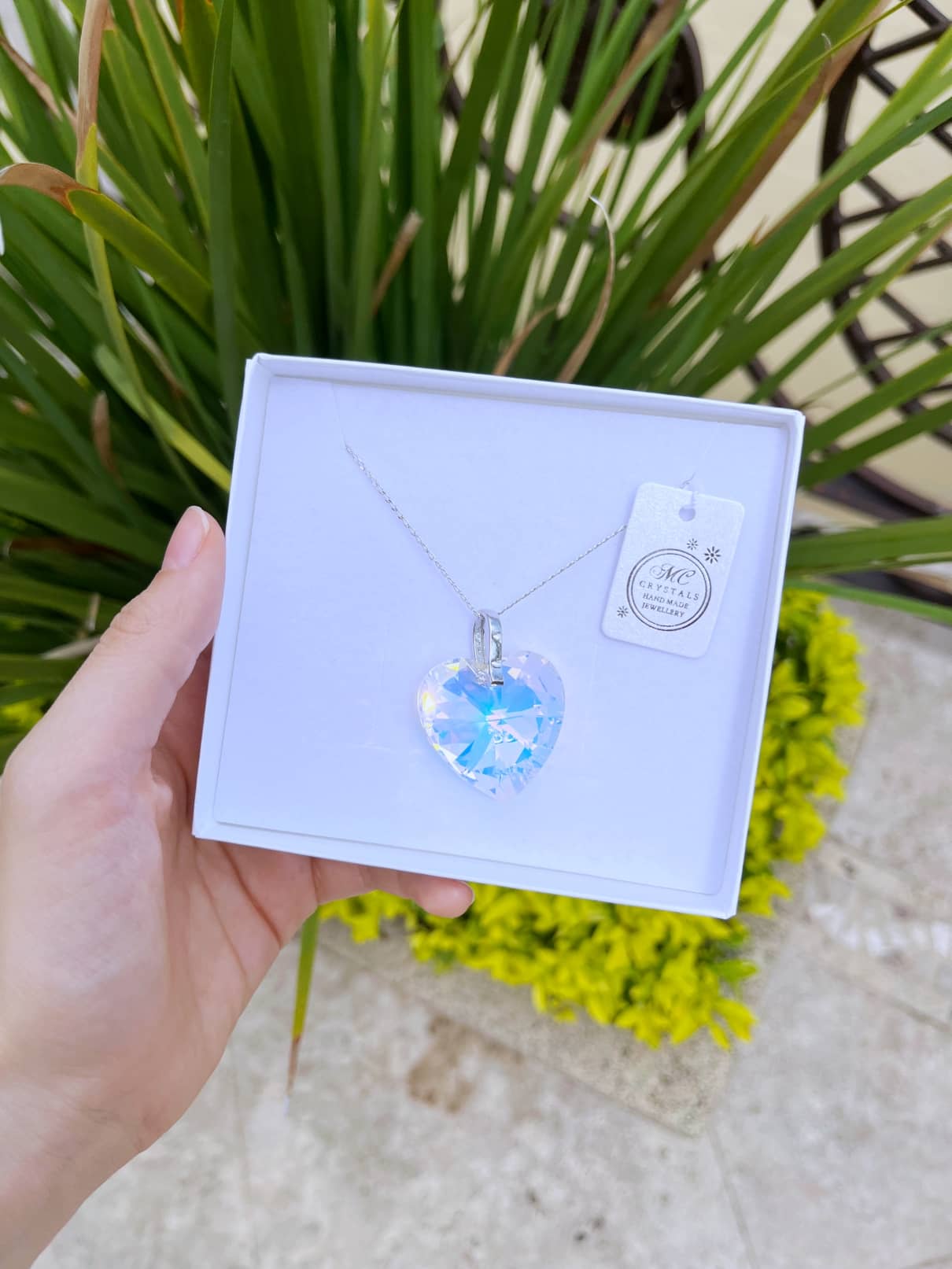 Collar Corazón Grande Aurora Boreal