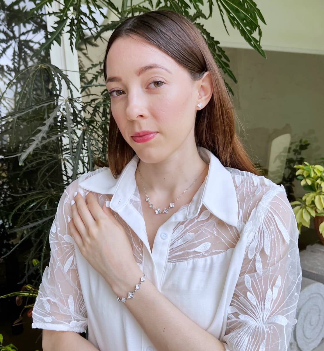 Collar Princess Multicristal Blanco