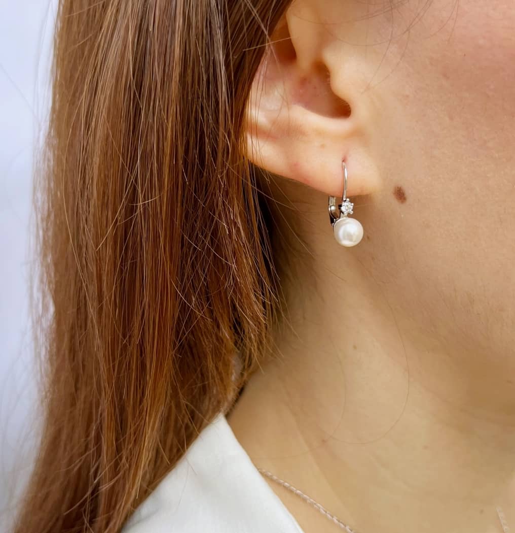 Aretes Perlas con Cristal Genuino