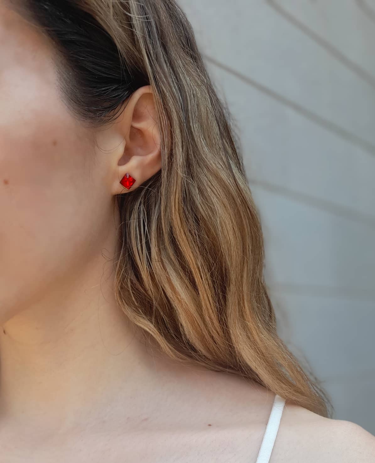 Aretes “Princess” Rojo Cristal Genuinos