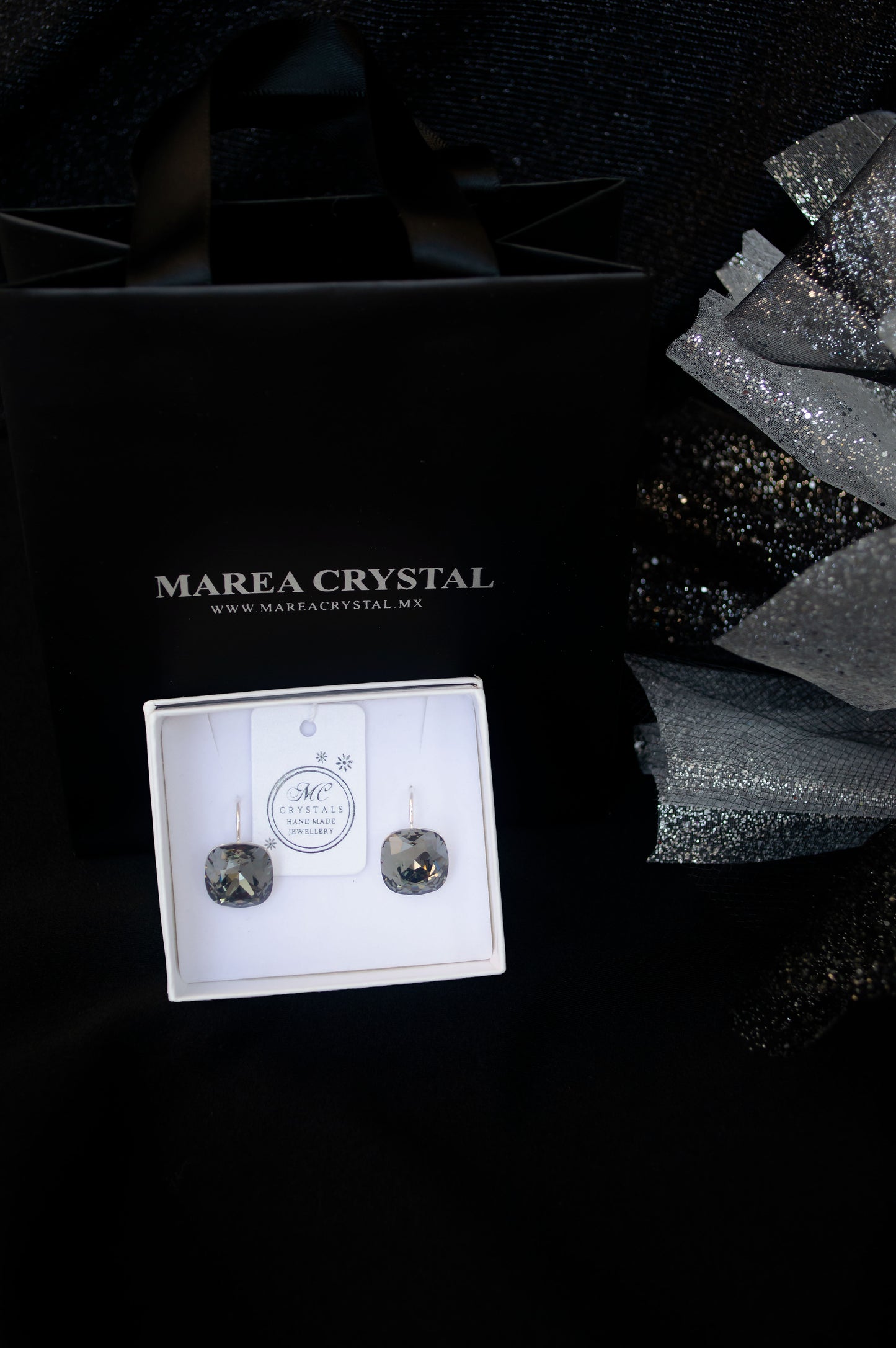Aretes Silver Night Cuadrados