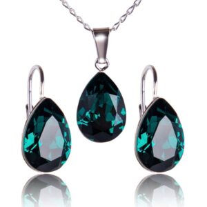 Conjunto set Xilion Pear esmeralda cristales swarovski